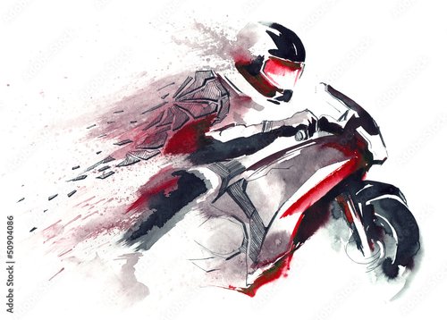 Foto-Lamellenvorhang - motorcycle racer (von okalinichenko)