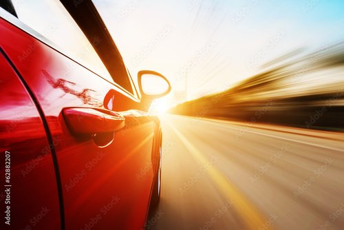 Foto-Doppelrollo - car driving on a motorway at high speeds (von hxdyl)