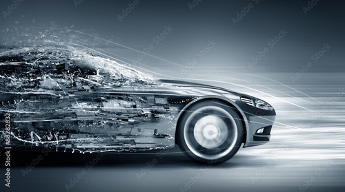 Foto-Leinwand mit Rahmen - speeding car concept (von adimas)