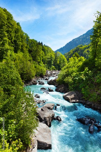 Jalousie-Rollo - Vivid Swiss landscape with  pure river stream (von Sergey Novikov)