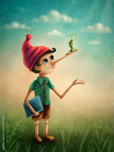 Plissee mit Motiv - Pinocchio puppet (von Elena Schweitzer)